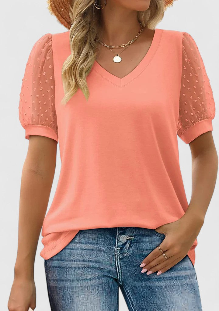 Calanthe | Elegant Gray Comfortable V-Neck Top