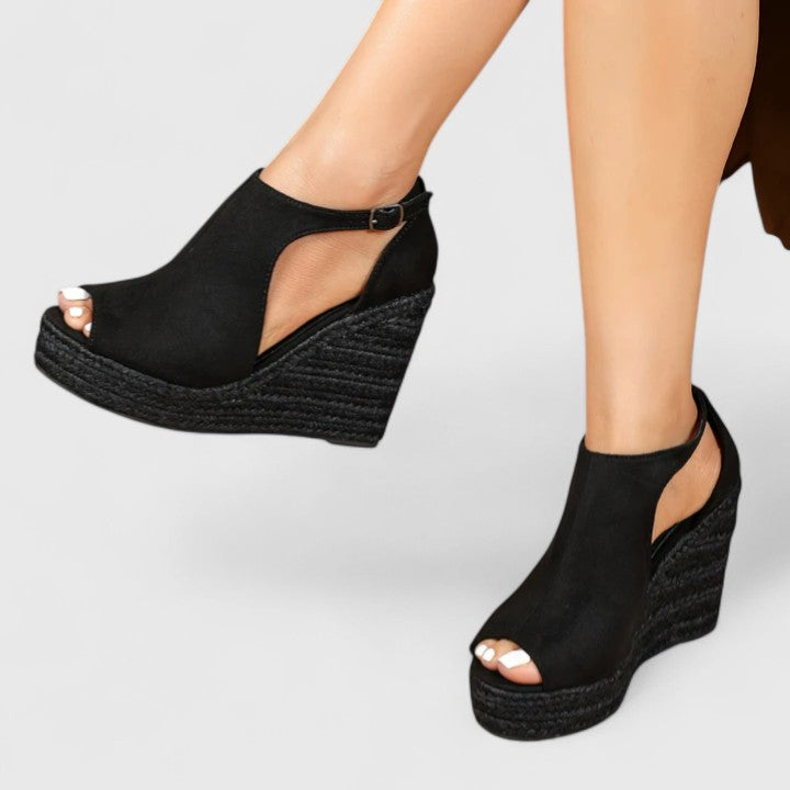 Calantha | Black Suede Orthopedic Heels