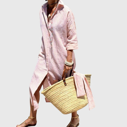 Astrid | Soft Pink Striped Classic Dress