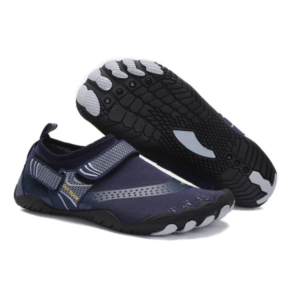 Kairos | Unisex Ergonomic Barefoot Water Shoes - Black Grey Mesh