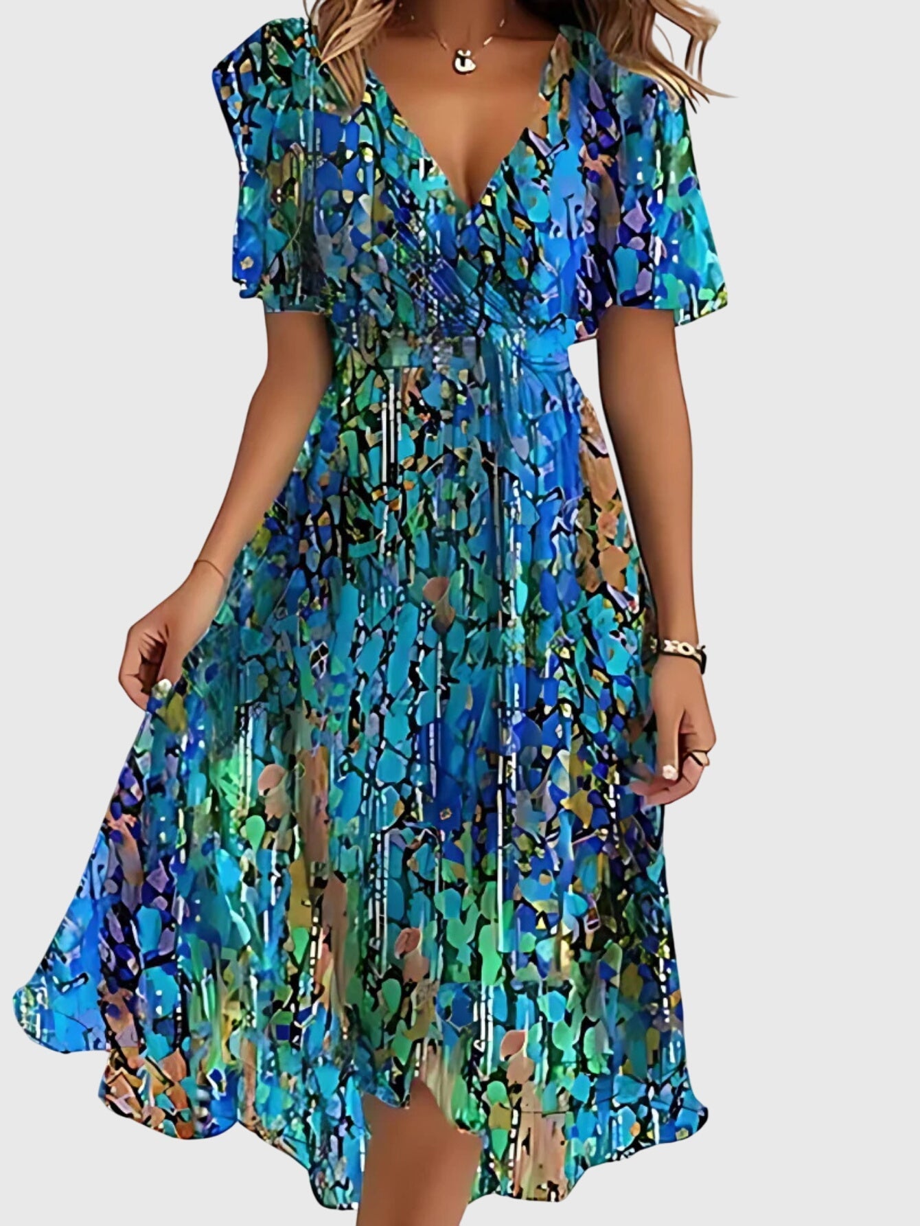 Calista | Elegant Floral Summer Dress With Belly Cover