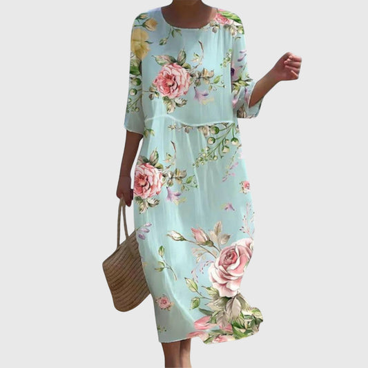Alethea | Elegant Mint Floral Maxi Dress