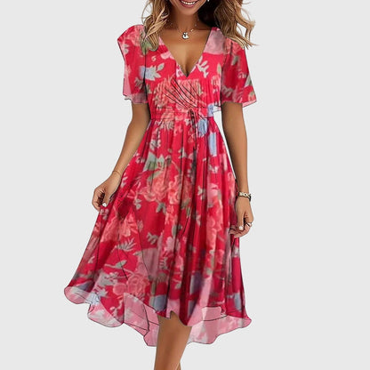 Calista | Vibrant Floral Chic Midi Dress