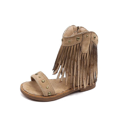 Calanthe | Luxury Black Fringed Elegant Sandals