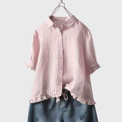 Elegant & Refined White Linen Shirt