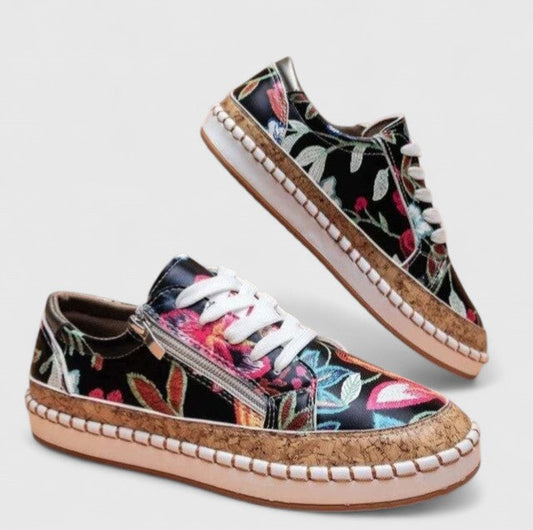 Calanthe | Floral Embroidered Orthopedic Shoes