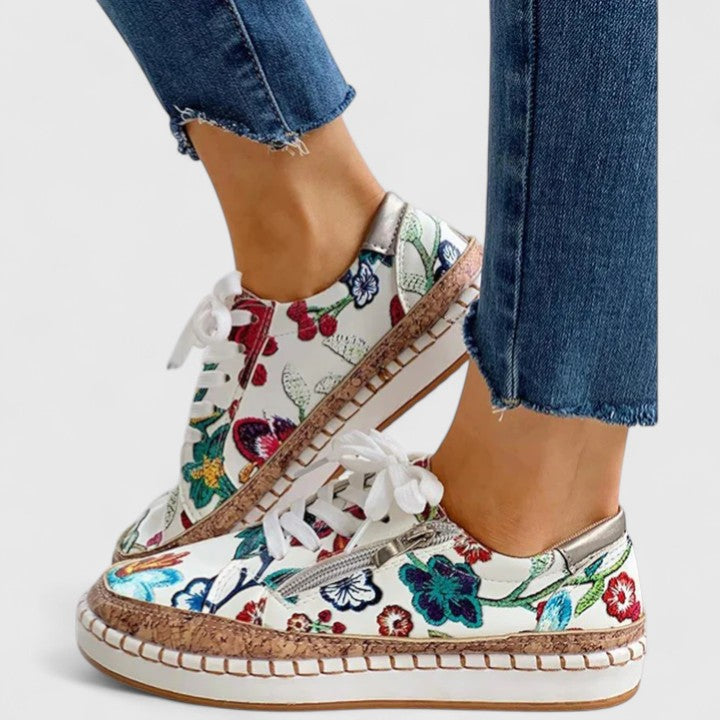 Calanthe | Floral Embroidered Orthopedic Shoes