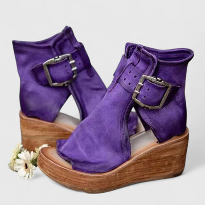 Alethea | Tan Suede Orthopedic Wedge Sandals