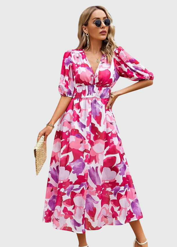 Astrid | Elegant Floral Midi Dress