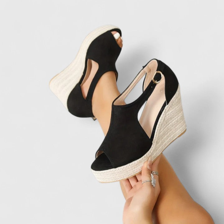 Calantha | Black Suede Orthopedic Heels