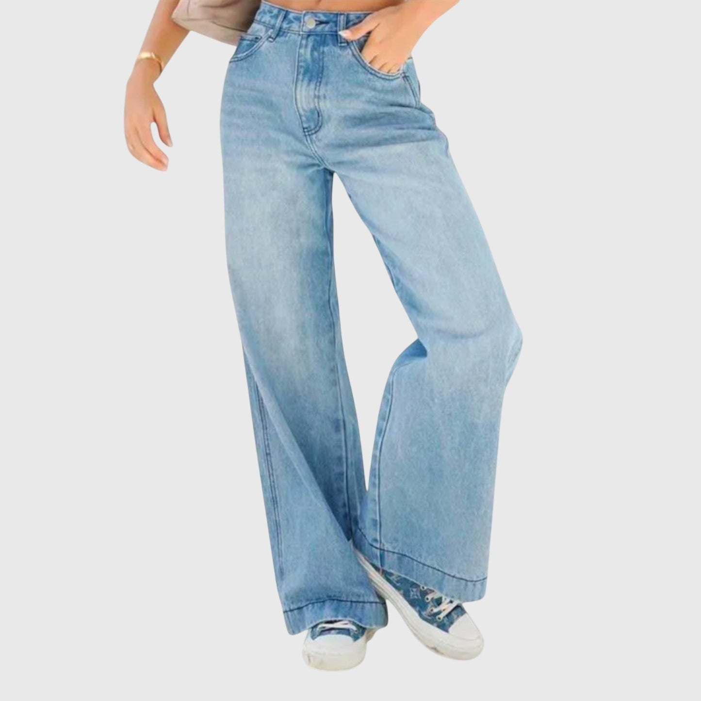 Alethea | Light Blue Wide-Leg Women's Casual Baggy Denim Pants