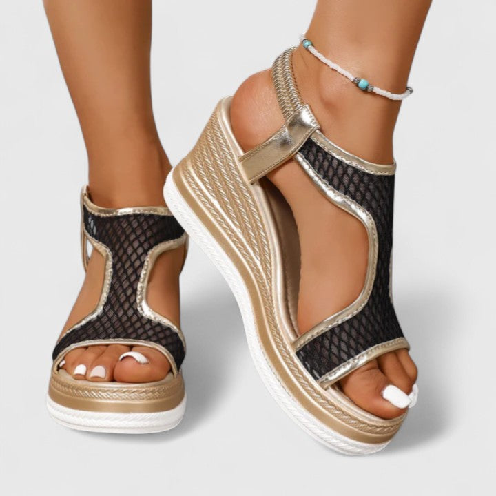 Adriana | Golden Orthopedic Wedge Sandals