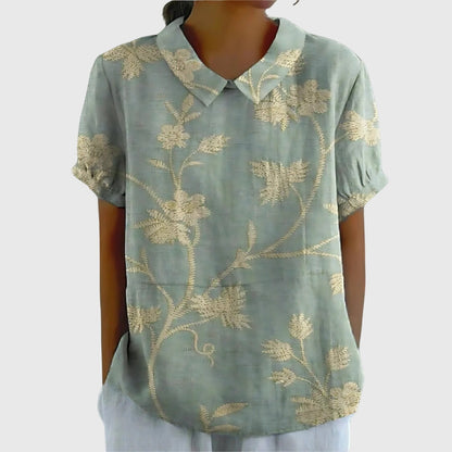 Alethea | Sage Green Floral Blouse
