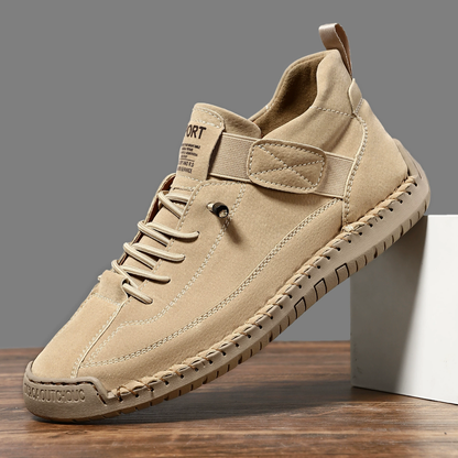 Kalindi | Beige Stitched Orthopedic Sneakers