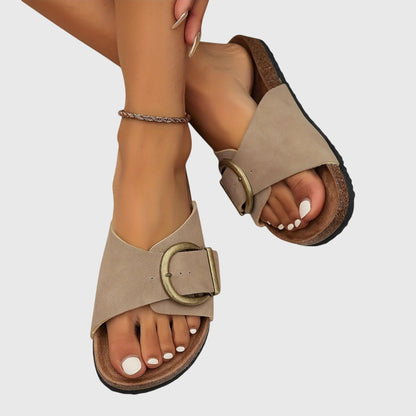 Astrid | Black Leather Orthopedic Sandals