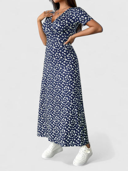 Calantha | Burgundy Floral Sophisticated Maxi Dress
