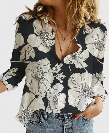 Astrid | Black Floral Elegant Blouse