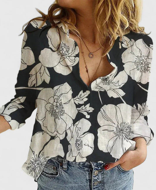Astrid | Black Floral Elegant Blouse