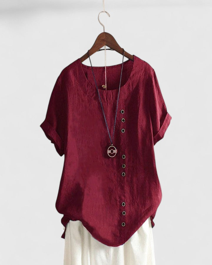 Calanthe | Blush Pink Comfortable Short Sleeve Blouse