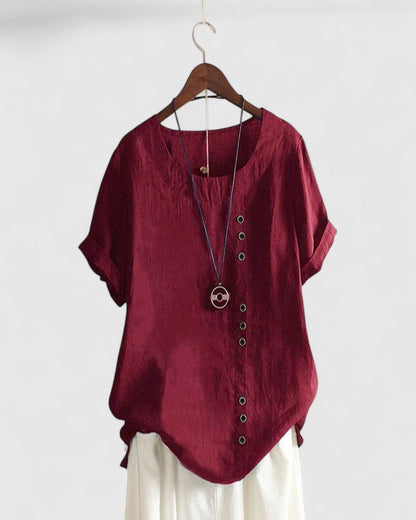 Calanthe | Blush Pink Comfortable Short Sleeve Blouse