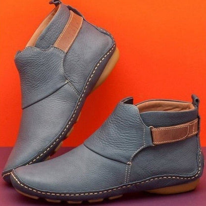 Calantha | Luxury Red Leather Orthopedic Ankle Boots