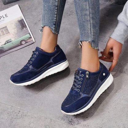 Evelyn | Women's Navy Blue Lace Up Platform Sneakers