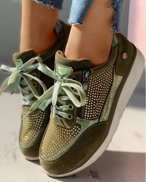 Evelyn | Women's Navy Blue Lace Up Platform Sneakers