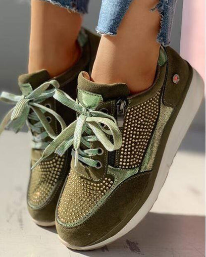 Evelyn | Women's Navy Blue Lace Up Platform Sneakers