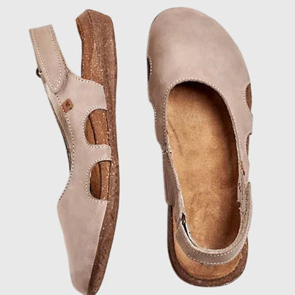 Calista | Grey Leather Orthopedic Sandals
