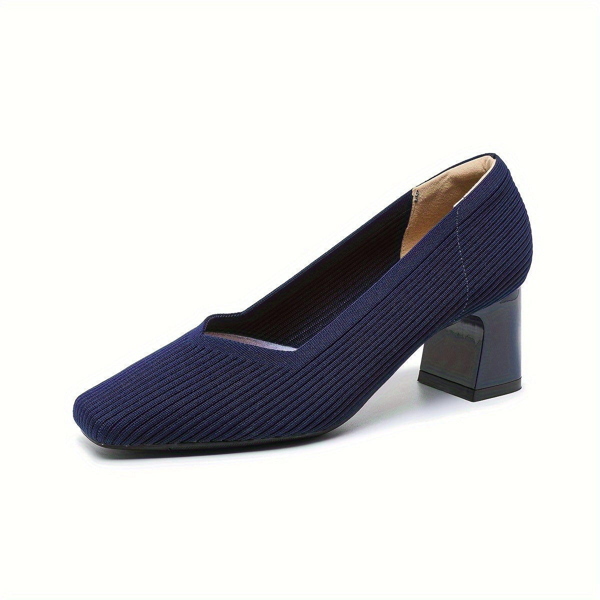 Calantha | Beige Ribbed Orthopedic Heels