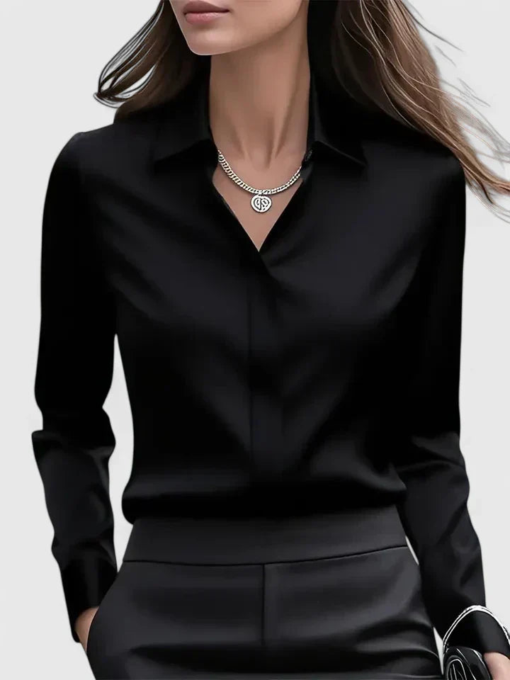 Calantha | Silk Elegant Top in White