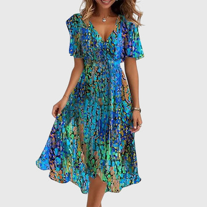 Calista | Vibrant Floral Chic Midi Dress