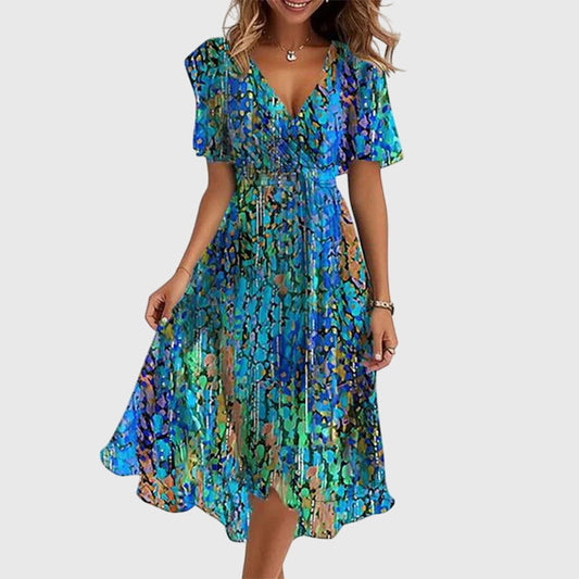 Calista | Vibrant Floral Chic Midi Dress