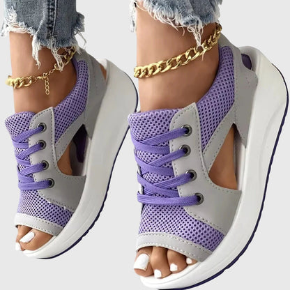 Calista | Blue Wedge Comfy Sandals