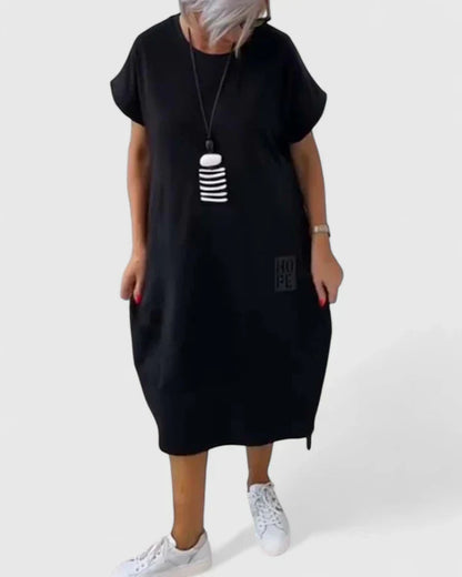 Calantha | Elegant Black Comfortable Midi Dress