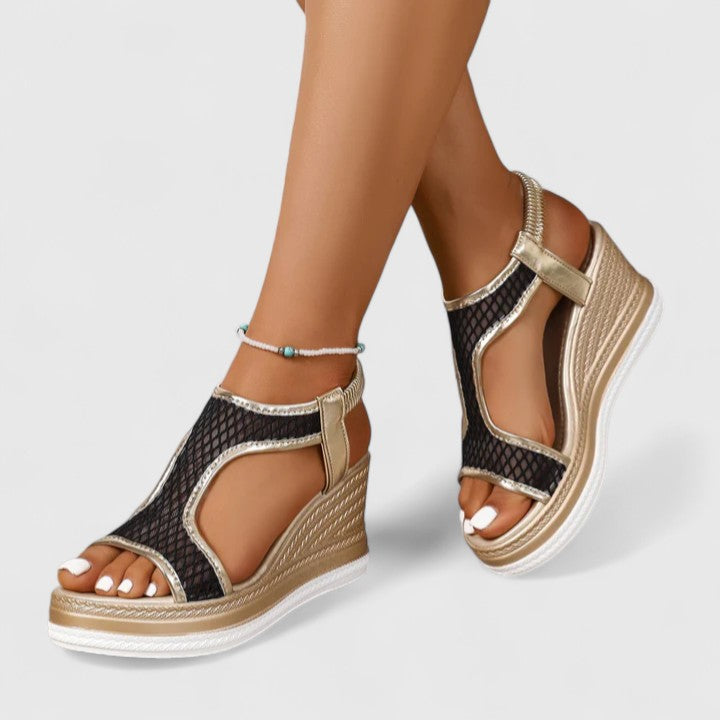 Adriana | Golden Orthopedic Wedge Sandals