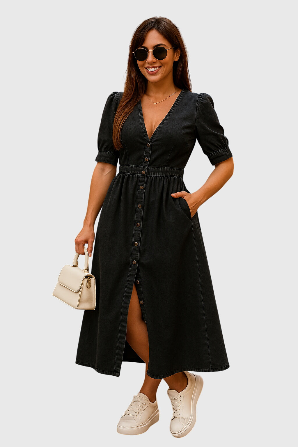 Adeline | Light Blue Elegant Denim Dress