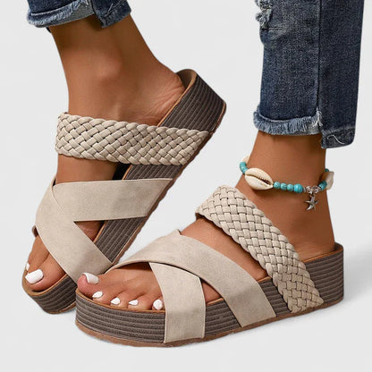 Calantha | Beige Woven Orthopedic Sandals