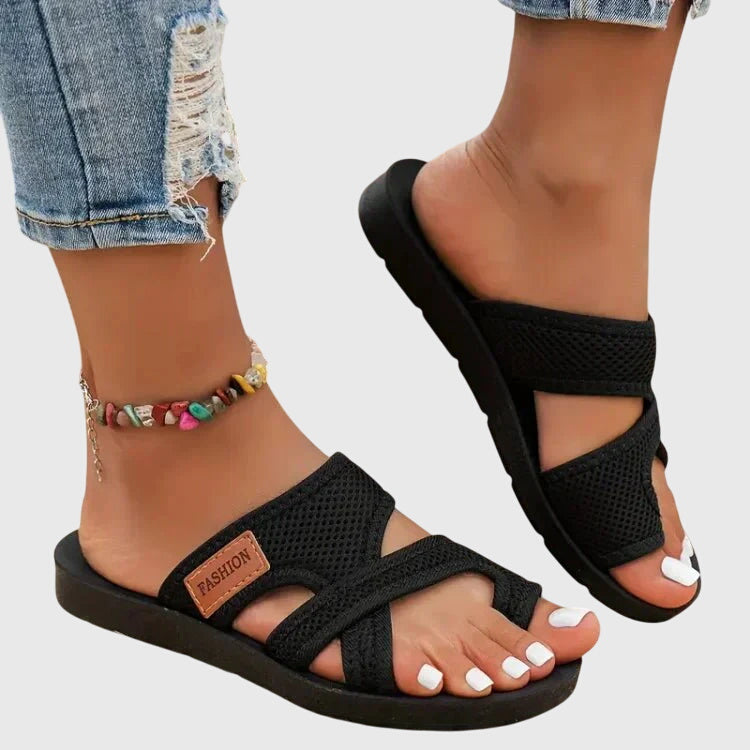 Alethea | Black Strappy Orthopedic Sandals