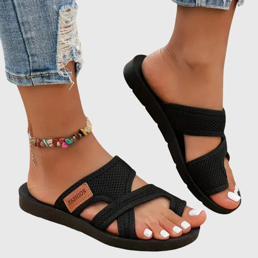 Alethea | Black Strappy Orthopedic Sandals