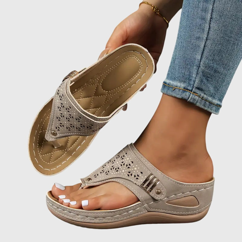 Alethea | Beige Cutout Orthopedic Sandals