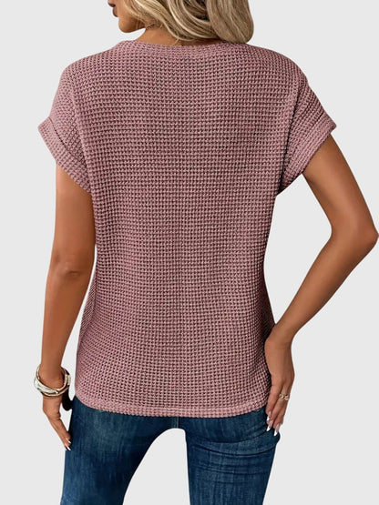 Aria | Elegant Burnt Orange Blouse with Crew Neck