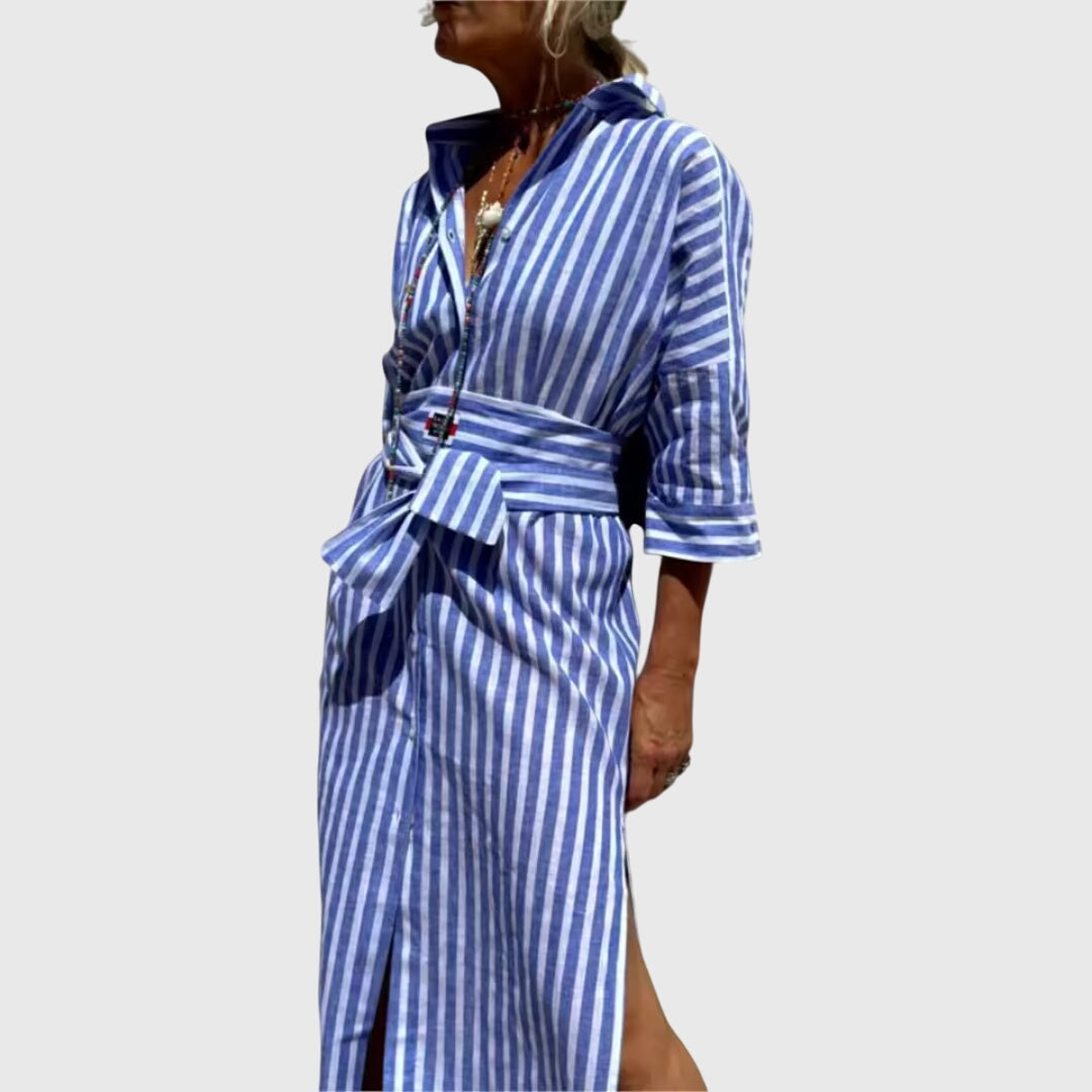 Soft Pink Classic Striped Dress