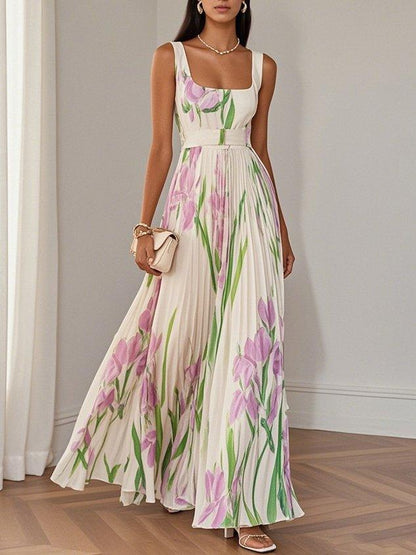 Astrid | Women’s Boho Floral Flowing A Line Dress in Ivory
