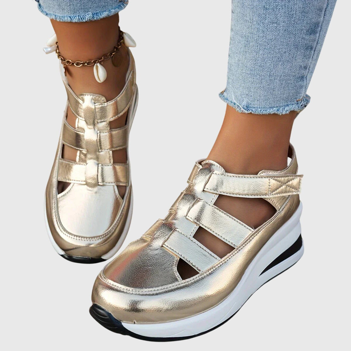 Alethea | Black Strappy Orthopedic Sandals