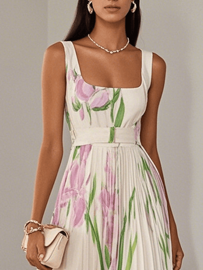 Astrid | Women’s Boho Floral Flowing A Line Dress in Ivory