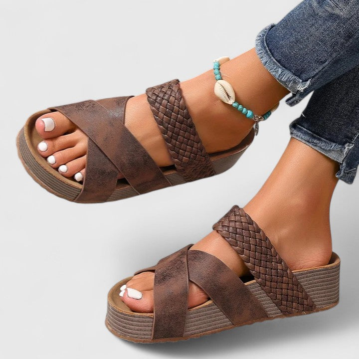 Kalynda | Brown Woven Orthopedic Sandals
