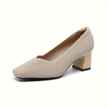 Alethea | Taupe Ribbed Orthopedic Heels