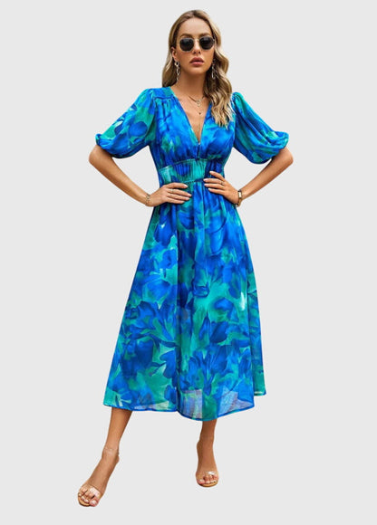 Astrid | Elegant Floral Midi Dress