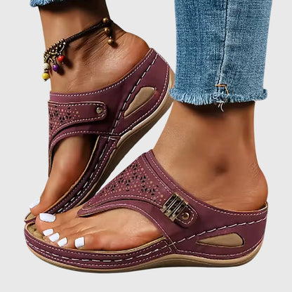 Calista | Brown Beaded Comfortable Sandals